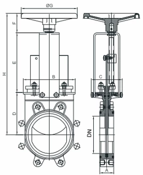 Чертеж Задвижка шиберная СМО двухсторонняя AB-01-HW(N)-E Ду150 Ру8 EPDM чугунная со штурвалом Чертеж Задвижка шиберная СМО двухсторонняя AB-01-HW(N)-E Ду150 Ру8 EPDM чугунная со штурвалом