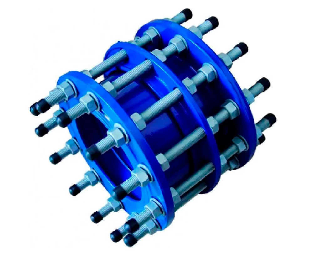 Демонтажная вставка DIA1212E-F Ду100 Ру10/16 трехфланцевая, корпус - ковкий чугун GGG400, уплотнение - EPDM, длина - 200 мм, цвет - синий