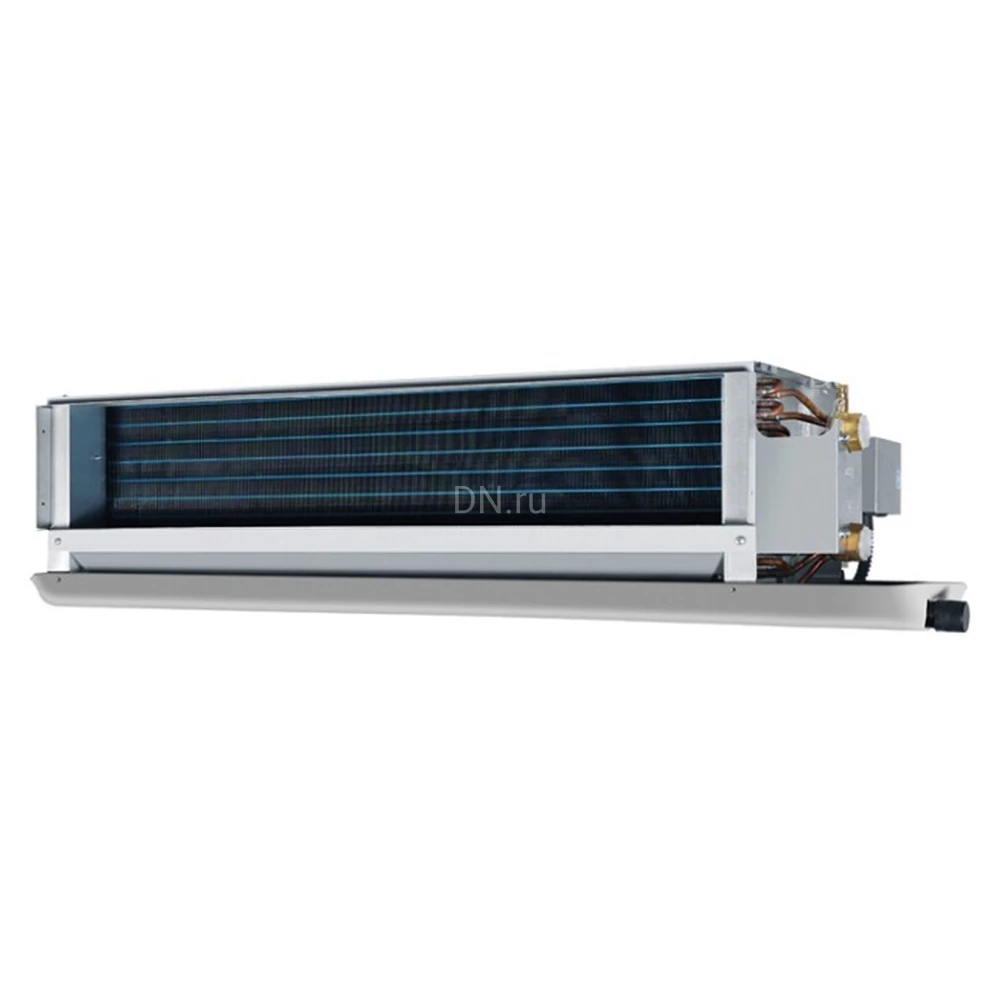 Фанкойл Haier FCE-102CCB2B right канальный, двухтрубный, мощность охлаждения - 6.2кВт, мощность обогрева - 10.2кВт, без пульта, с воздухозаборной камерой, забор воздуха сзади, 230В