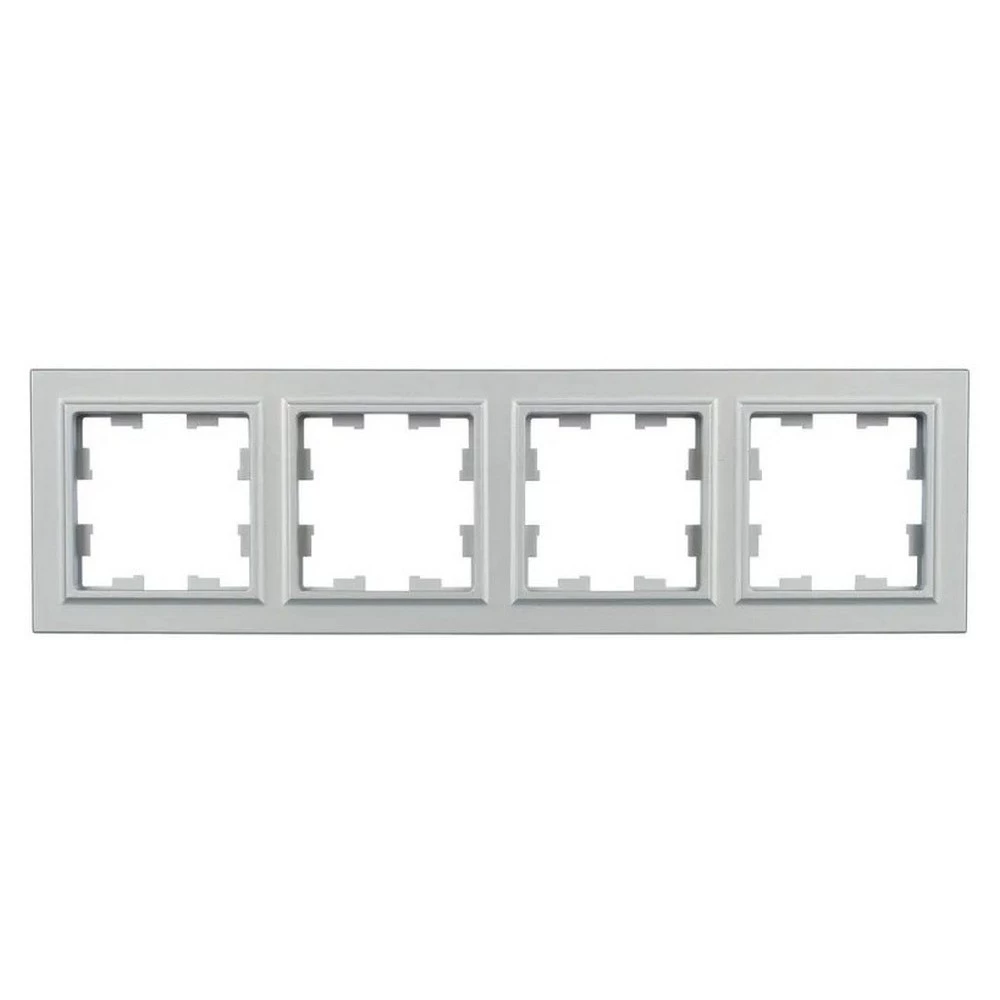 Рамка IEK BRITE 4 поста 84х298х11 мм, корпус - пластик, монтаж - универсальный, цвет - алюминий BR-M42-K47