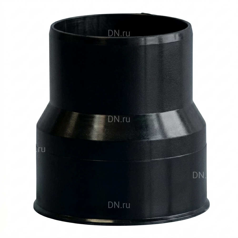 Переход к гладкой трубе Политэк Дн150х160, для гофрированных труб систем наружной канализации и дренажа, материал - полиэтилен, цвет - черный