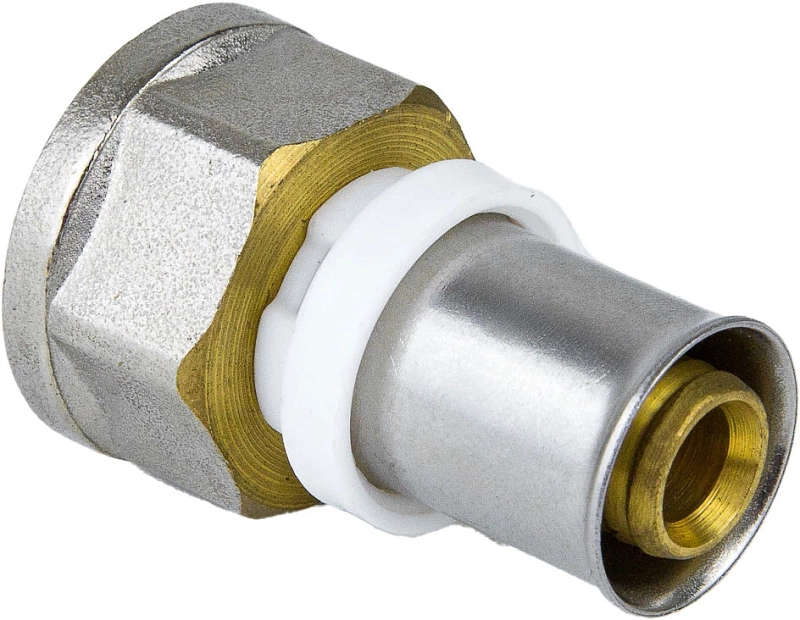 Муфта Aquasfera 8002 Дн32х1 1/4″ Ру16 пресс-внутренняя резьба, для металлопластиковых труб, латунь