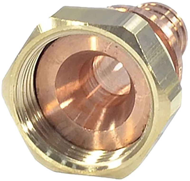 Переходник аксиальный РЕХАУ Rautitan RX+ Дн63х2 3/8″ Ру10 для труб из сшитого полиэтилена с накидной гайкой, корпус - бронза 14563461001