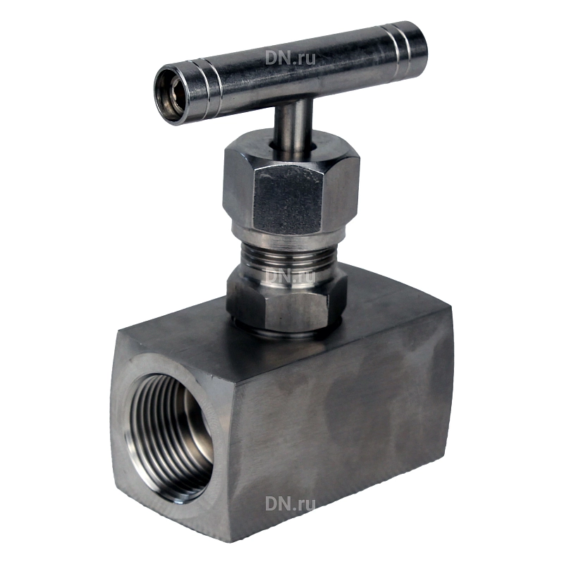 Клапан игольчатый VN3131M-T-Ht 1/4″ Ду8 Ру400 резьбовой, корпус - нержавеющая сталь 304, уплотнение - металл, с Т-образной рукояткой