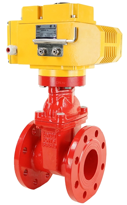 Задвижка клиновая 30ч939р (аналог МЗВ) Ду80 Ру16 фланцевая, клин - обрезиненный, шпиндель - невыдвижной, корпус - чугун GGG-50, уплотнение - EPDM, с электроприводом MT-N-010EM-O1-380VAC-У1 380В, цвет- красный (GVWN1414E-2W-F)
