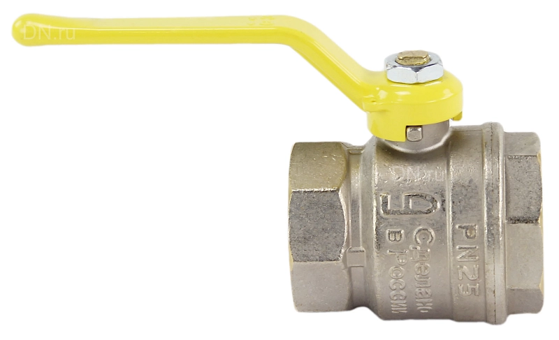 Кран шаровой LD Pride 47.20.В-В.Р GAS (аналог 11Б27П) 3/4″ Ду20 Ру40 ГАЗ полнопроходной, двухходовой, латунь ЛС59-1 никелированная, уплотнение - фторопласт, внутренняя резьба, ручка-рычаг